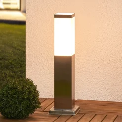 Lindby sokkellampe Lorian, 45 cm, stål, IP44, E27| Sokkellamper Med Sensor|Sokkellamper