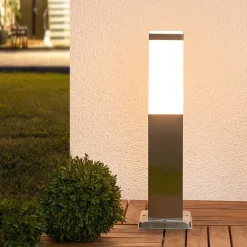 Lindby sokkellampe Lorian, 45 cm, stål, IP44, E27| Sokkellamper Med Sensor|Sokkellamper