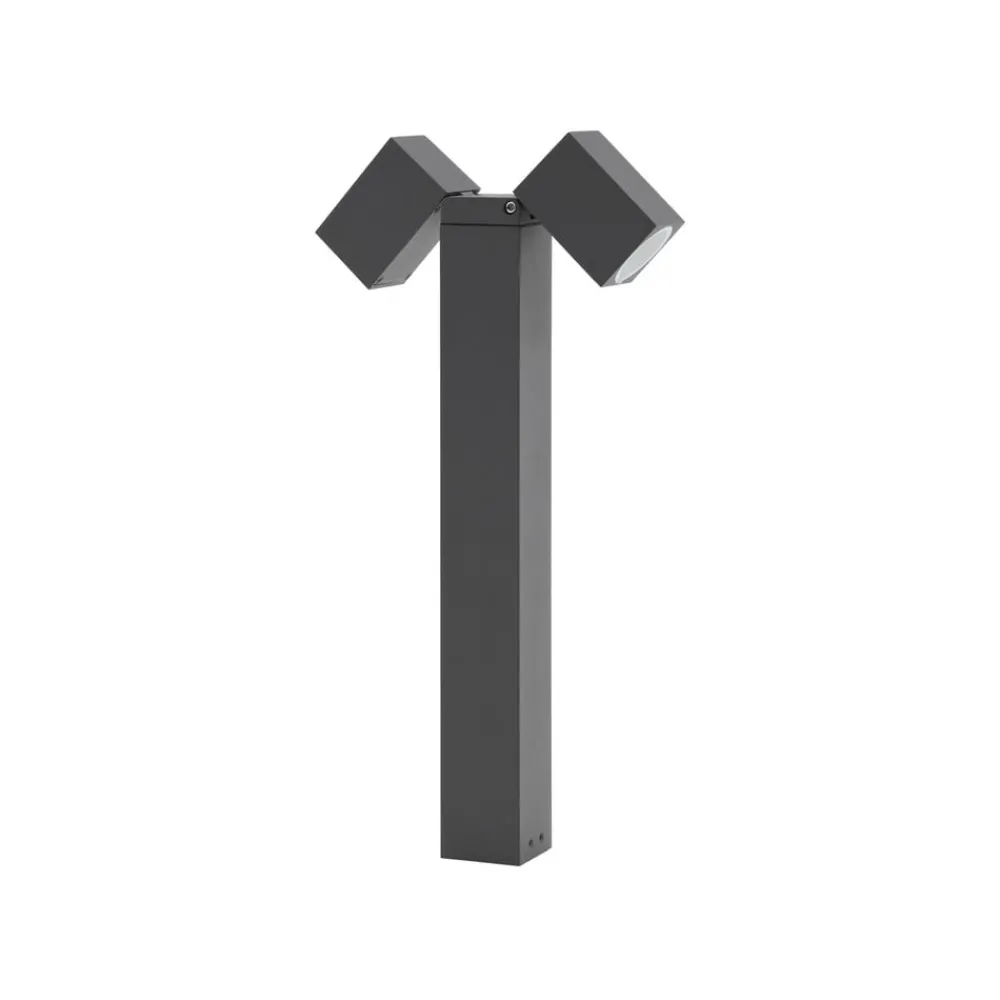 Lindby sokkellampe Othil, 2 lyskilder, 50 cm, antrasitt, metall| Terrassebelysning|Sokkellamper