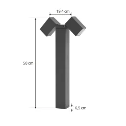 Lindby sokkellampe Othil, 2 lyskilder, 50 cm, antrasitt, metall| Terrassebelysning|Sokkellamper