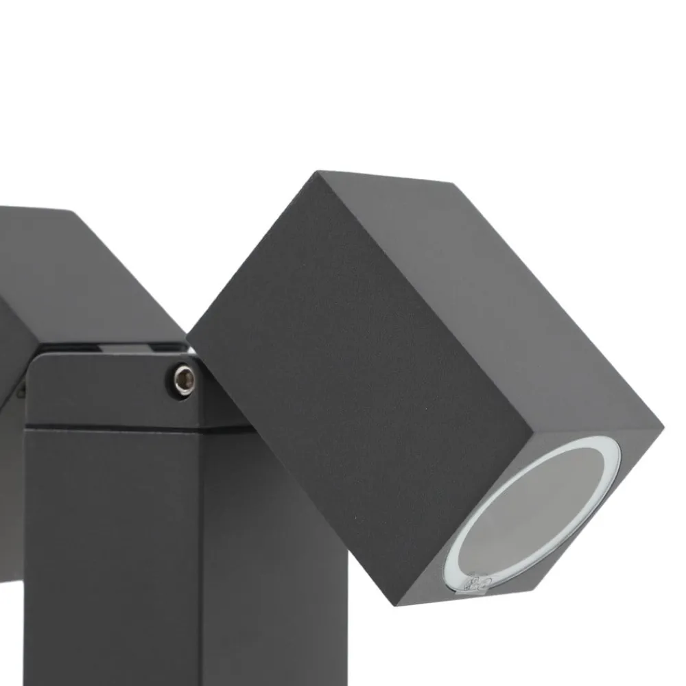 Lindby sokkellampe Othil, 2 lyskilder, 50 cm, antrasitt, metall| Terrassebelysning|Sokkellamper