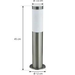 Lindby sokkellampe Statius, grå, stål, sensor, 45 cm| Sokkellamper Med Sensor|Utebelysning Med Sensor