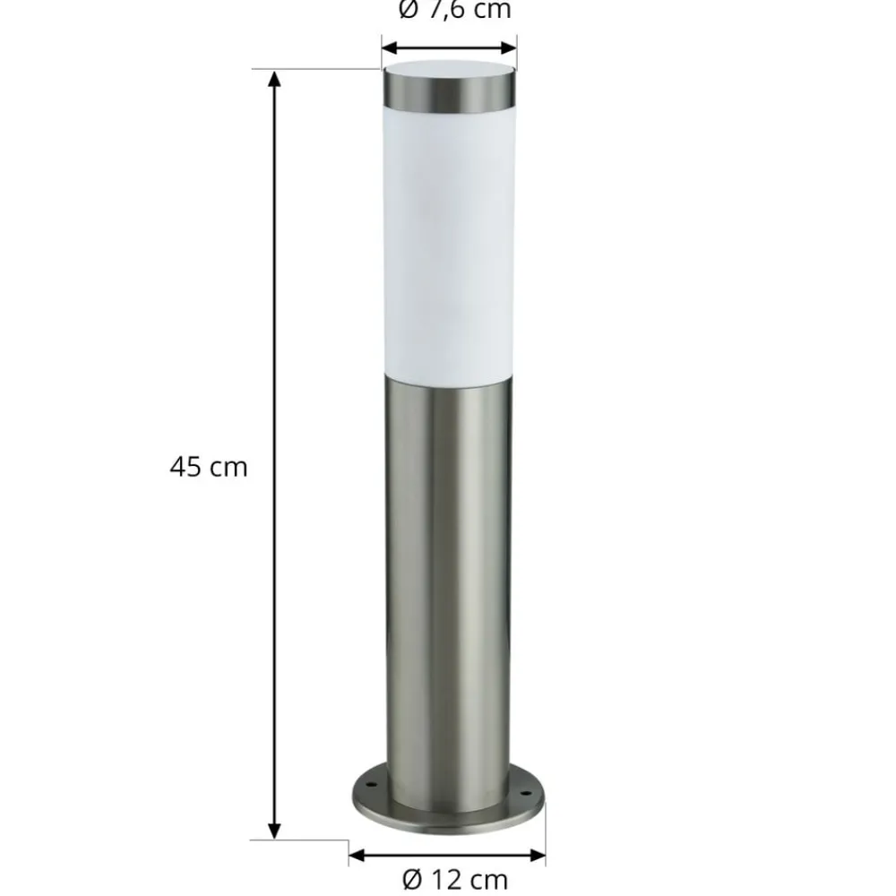 Lindby sokkellampe Statius, grå, stål, sensor, 45 cm| Sokkellamper Med Sensor|Utebelysning Med Sensor