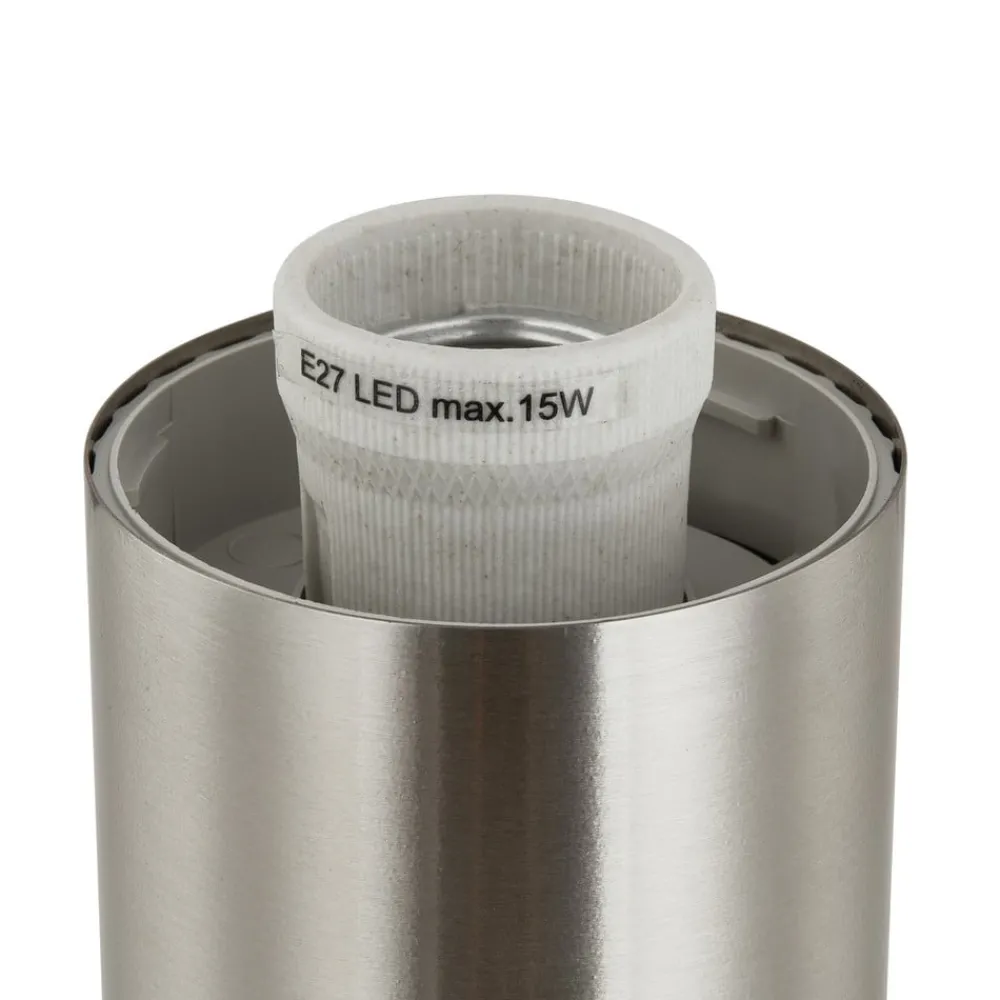 Lindby sokkellampe Statius, grå, stål, sensor, 45 cm| Sokkellamper Med Sensor|Utebelysning Med Sensor