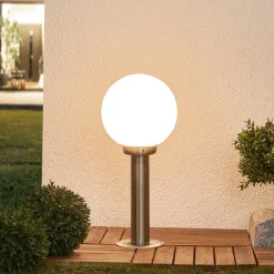 Lindby sokkellampe Vedran, høyde 45 cm, glass, stål Online