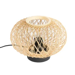 Lindby Solvira bordlampe, bambusfletverk, rund Sale
