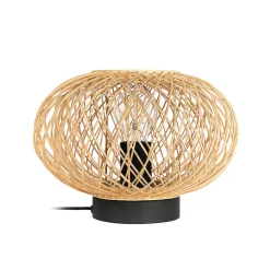 Lindby Solvira bordlampe, bambusfletverk, rund Sale