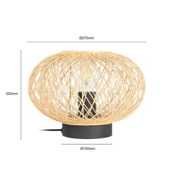 Lindby Solvira bordlampe, bambusfletverk, rund Sale