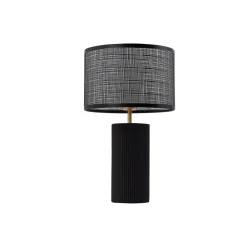 Lindby Sorscha bordlampe, svart, jern, Ø 26 cm| Bordlamper
