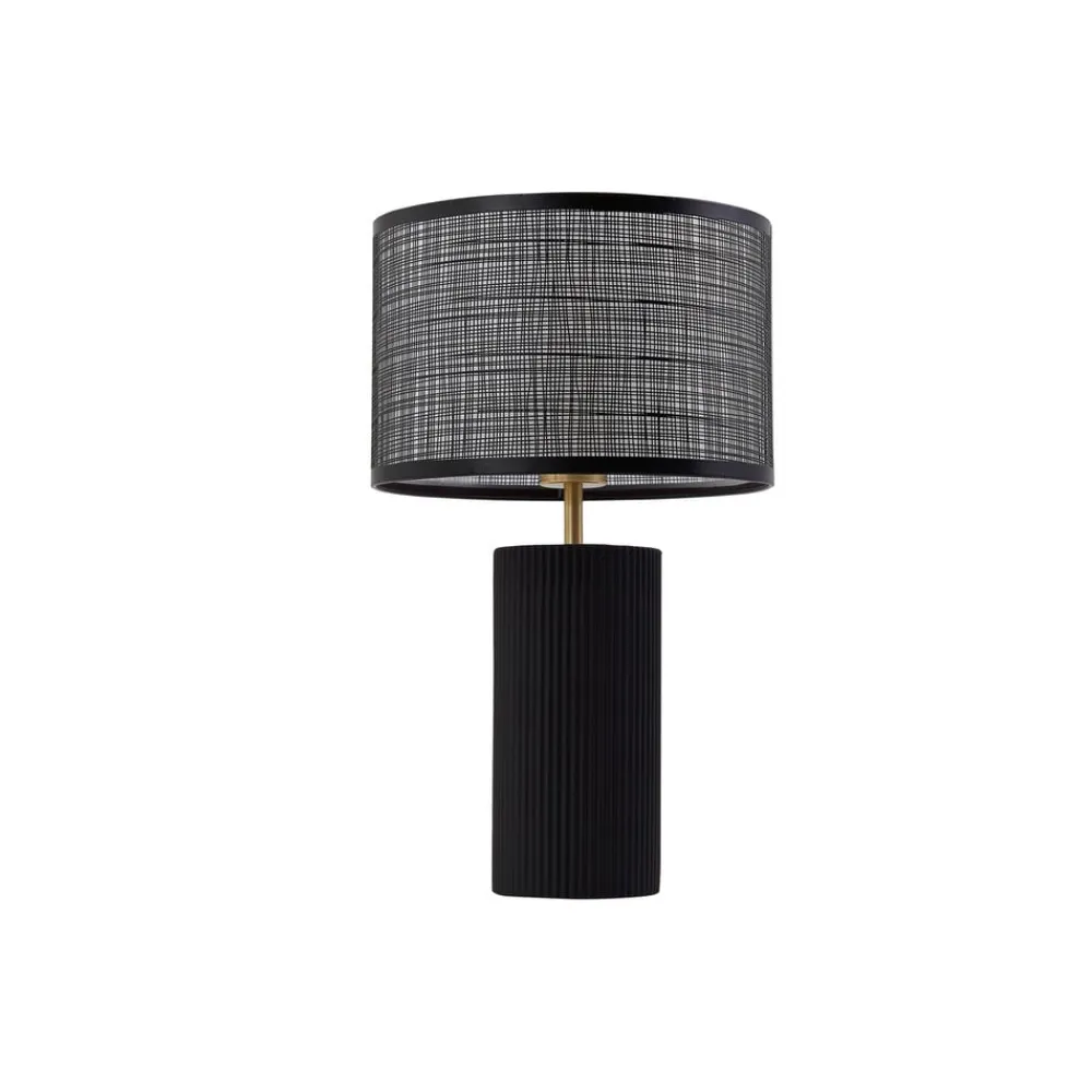 Lindby Sorscha bordlampe, svart, jern, Ø 26 cm| Bordlamper
