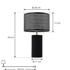 Lindby Sorscha bordlampe, svart, jern, Ø 26 cm| Bordlamper