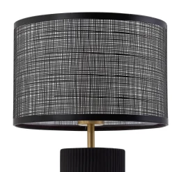 Lindby Sorscha bordlampe, svart, jern, Ø 26 cm| Bordlamper