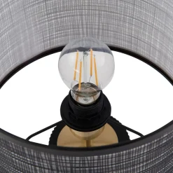 Lindby Sorscha bordlampe, svart, jern, Ø 26 cm| Bordlamper