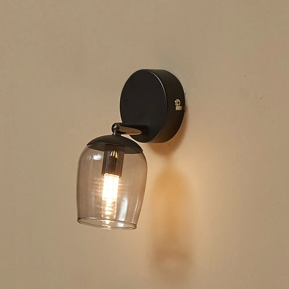 Lindby Spot Katjana, 1-lampe, 16,9 cm høy, røykt glass| Spotter I Tak