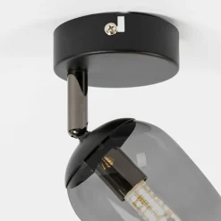 Lindby Spot Katjana, 1-lampe, 16,9 cm høy, røykt glass| Spotter I Tak