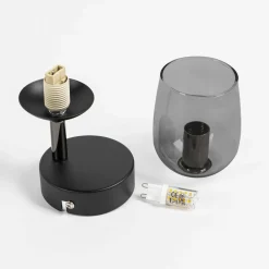 Lindby Spot Katjana, 1-lampe, 16,9 cm høy, røykt glass| Spotter I Tak