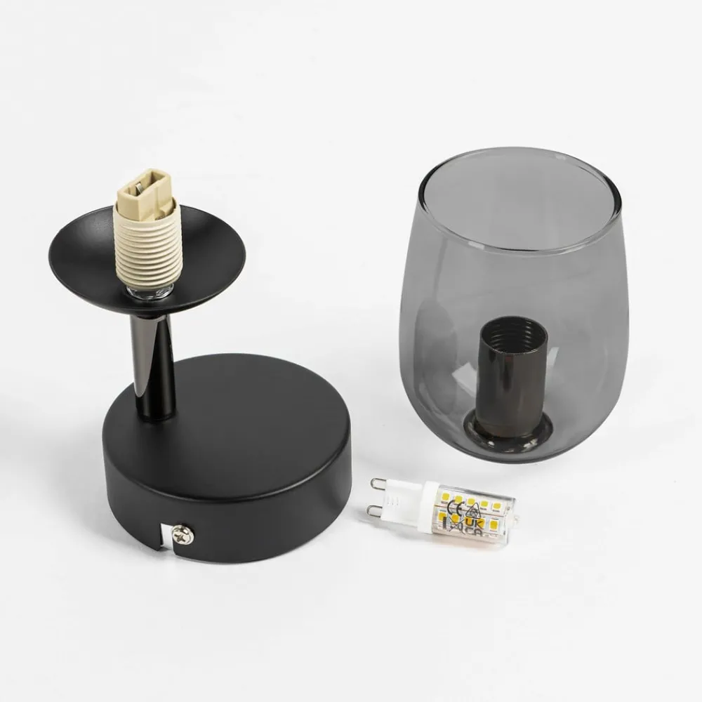 Lindby Spot Katjana, 1-lampe, 16,9 cm høy, røykt glass| Spotter I Tak