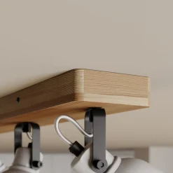 Lindby Spot Mitis, 70 cm, 4 lyskilder, grå, tre, betong, GU10 New