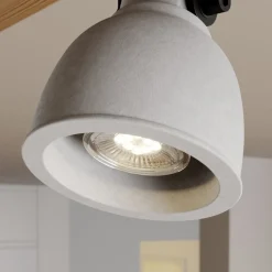 Lindby Spot Mitis, 70 cm, 4 lyskilder, grå, tre, betong, GU10 New