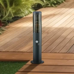 Lindby Statius sokkellampe, antrasitt, jern, sensor, 45 cm Hot