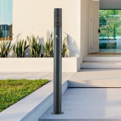 Lindby Statius veilampe, antrasitt, jern, sensor| Utebelysning Med Sensor|Utebelysning Med Sensor