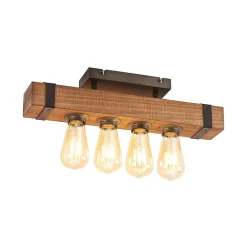 Lindby Sverina taklampe, 46 cm, brun, tre, metall| Design- Og Hotellbelysning|Taklamper