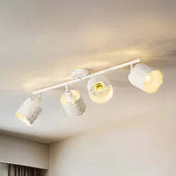 Lindby taklampe Aralena, hvit, 4 lyskilder, lengde 97 cm| Spotter I Tak