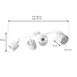 Lindby taklampe Aralena, hvit, 4 lyskilder, lengde 97 cm| Spotter I Tak