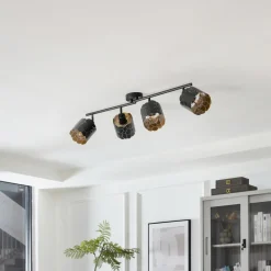 Lindby taklampe Aralena, svart/gull, 4 lyskilder, lengde 97 cm Clearance