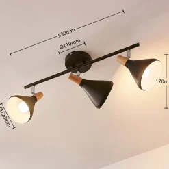 Lindby taklampe Arina, 53 cm, svart, 3 lyskilder, E14 Hot