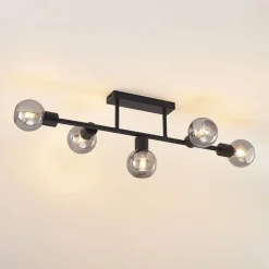 Lindby taklampe Biscala, 5 lyskilder, svart/røyk, E14| Design- Og Hotellbelysning|Taklamper