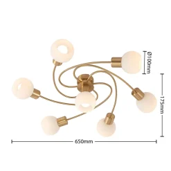 Lindby taklampe Ciala, 7 lyskilder, messingfarget, glass Best