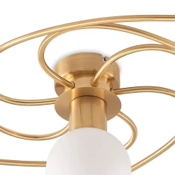 Lindby taklampe Ciala, 7 lyskilder, messingfarget, glass Best