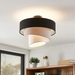 Lindby taklampe Coria, svart/grå/hvit, Ø 40 cm, E27 Hot