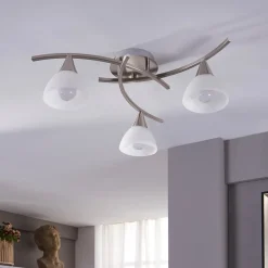 Lindby taklampe Della, nikkel, Ø 58 cm, 3 lyskilder, E14| Design- Og Hotellbelysning|Taklamper