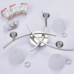 Lindby taklampe Della, nikkel, Ø 58 cm, 3 lyskilder, E14| Design- Og Hotellbelysning|Taklamper