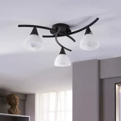 Lindby taklampe Della, svart-gull, Ø 58 cm, 3 lyskilder, E14 Outlet