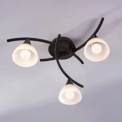 Lindby taklampe Della, svart-gull, Ø 58 cm, 3 lyskilder, E14 Outlet