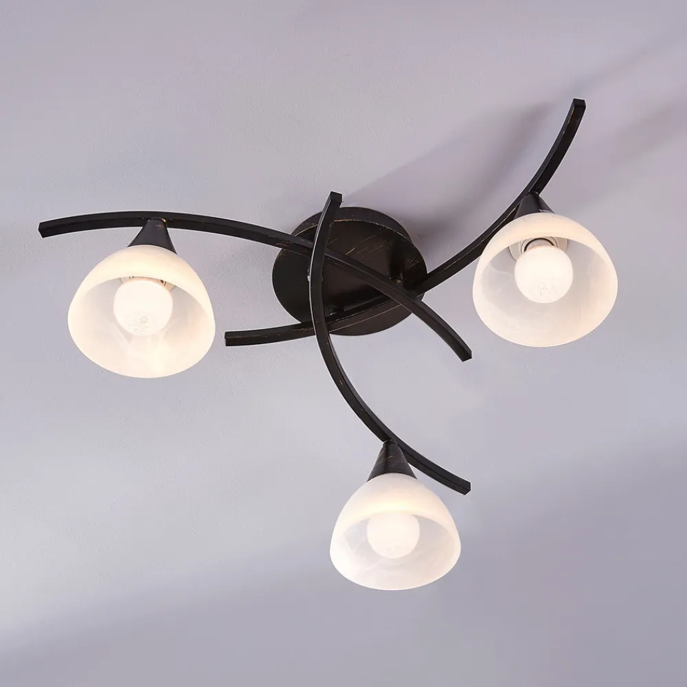 Lindby taklampe Della, svart-gull, Ø 58 cm, 3 lyskilder, E14 Outlet