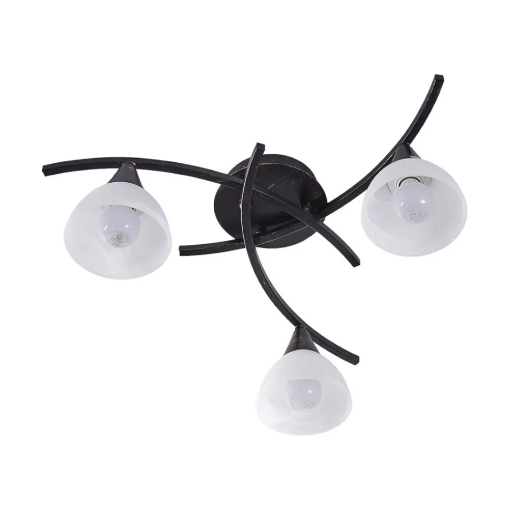 Lindby taklampe Della, svart-gull, Ø 58 cm, 3 lyskilder, E14 Outlet