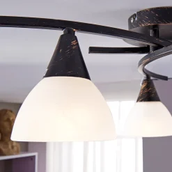 Lindby taklampe Della, svart-gull, Ø 58 cm, 3 lyskilder, E14 Outlet