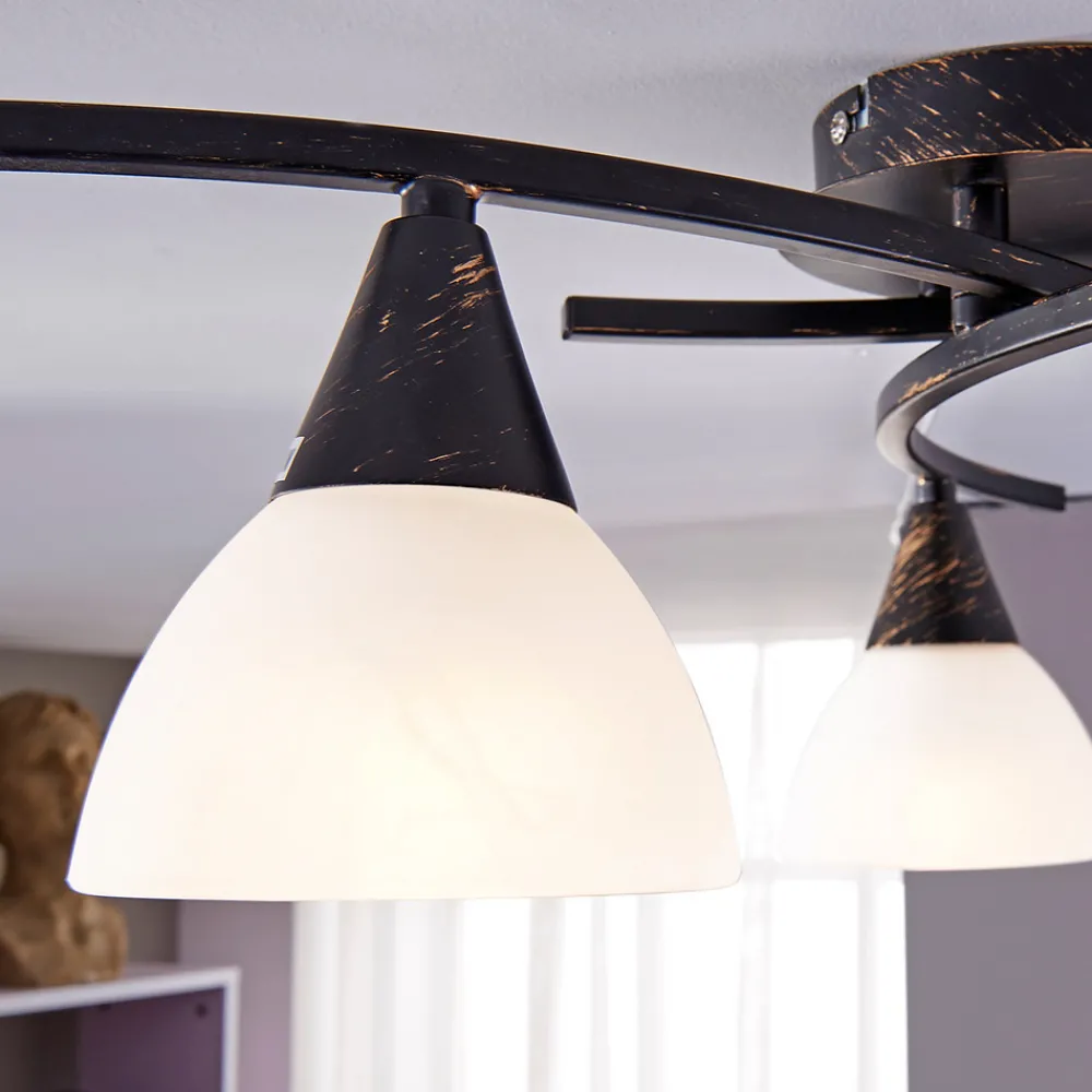 Lindby taklampe Della, svart-gull, Ø 58 cm, 3 lyskilder, E14 Outlet