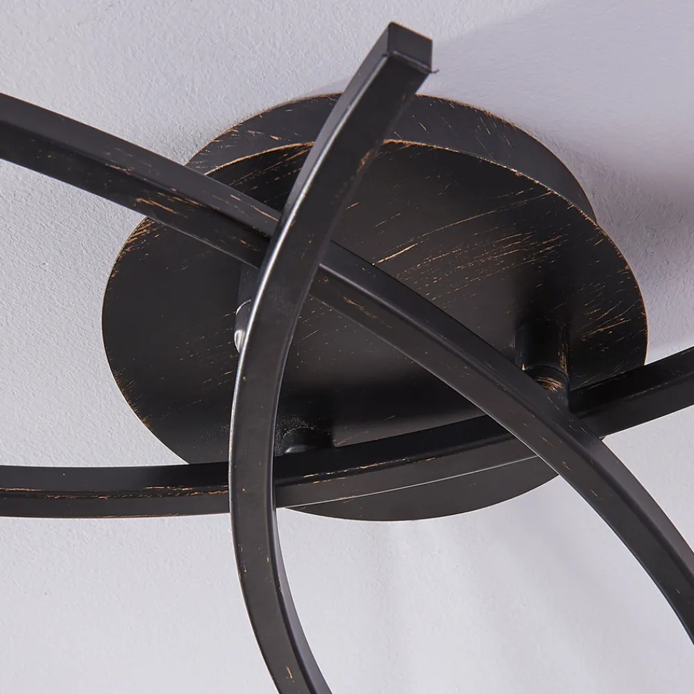 Lindby taklampe Della, svart-gull, Ø 58 cm, 3 lyskilder, E14 Outlet