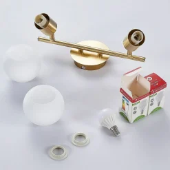 Lindby taklampe Elaina, 30 cm, 2 lyskilder, messing, glass, E14| Spotter I Tak|Taklamper