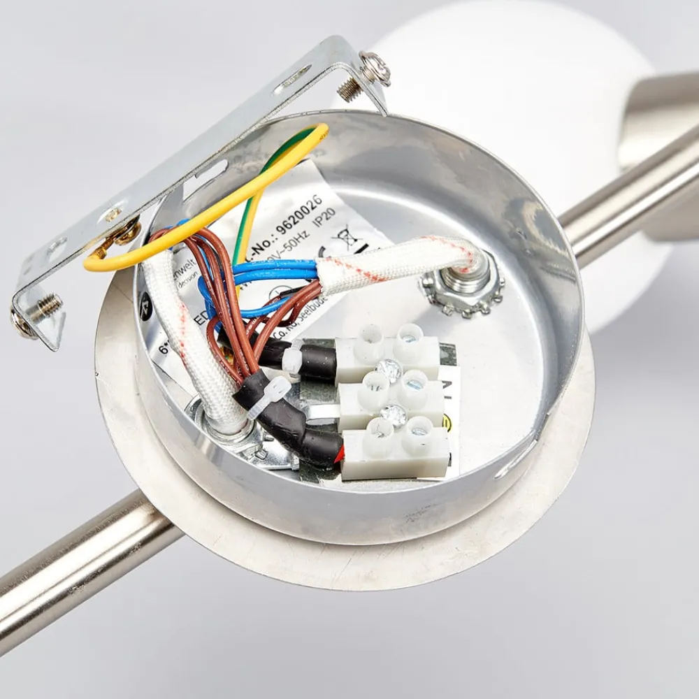 Lindby taklampe Elaina, 180 cm, 6 lyskilder, nikkel, glass, E14| Taklamper