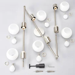 Lindby taklampe Elaina, 180 cm, 6 lyskilder, nikkel, glass, E14| Taklamper