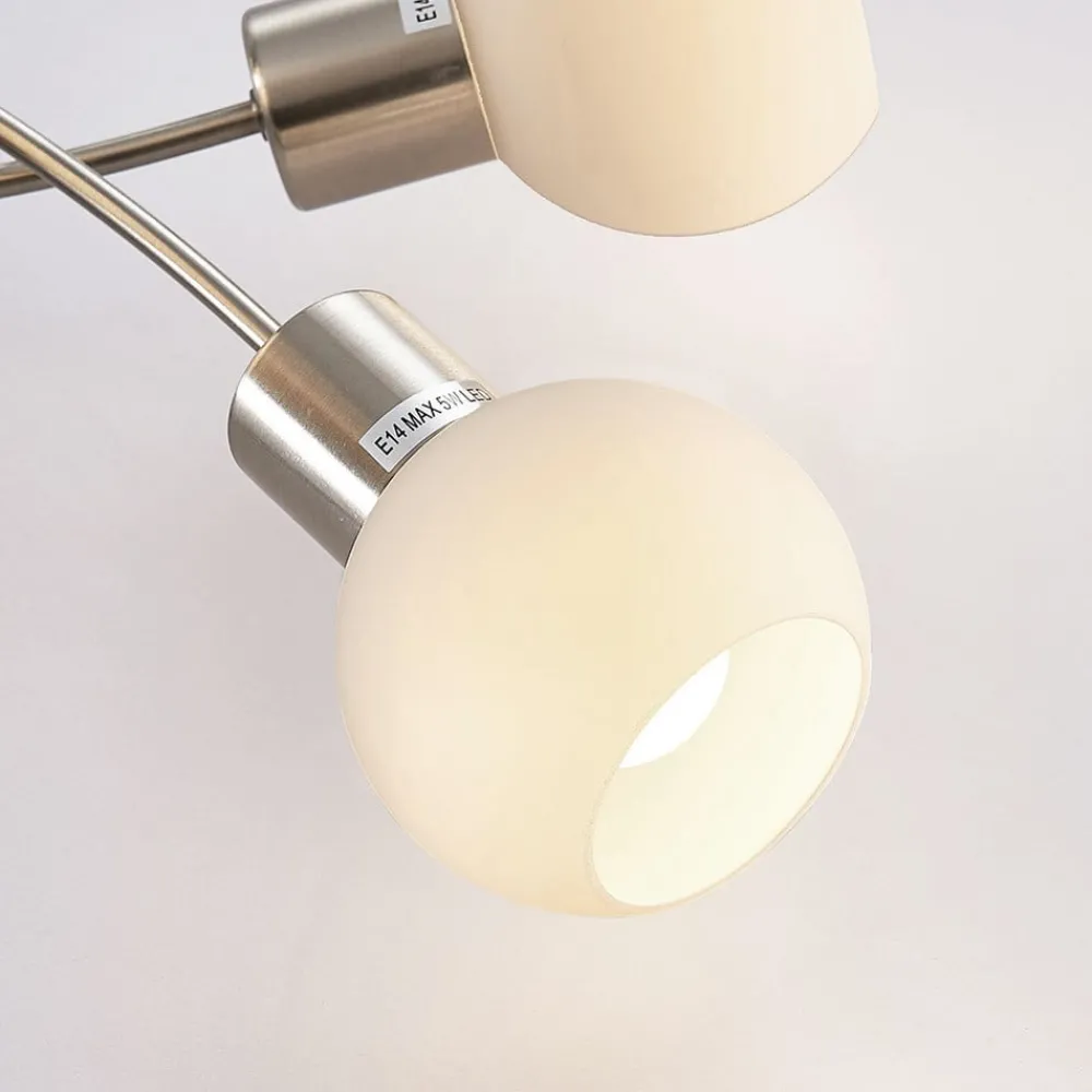 Lindby taklampe Elaina, 65 cm, 5 lyskilder, nikkel, glass, E14 New