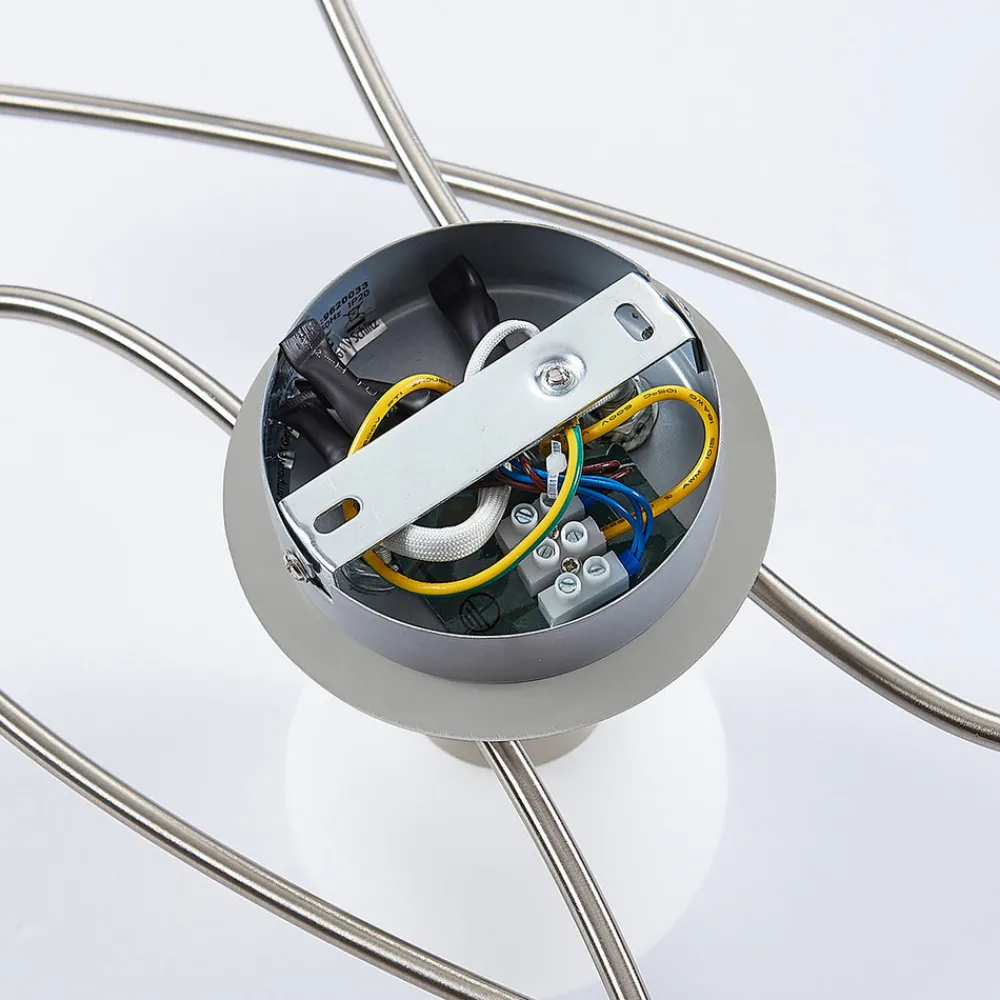 Lindby taklampe Elaina, 65 cm, 5 lyskilder, nikkel, glass, E14 New