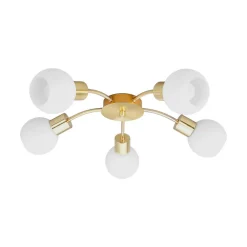 Lindby taklampe Elaina, Ø54cm, 5 lyskilder, messing, glass, E14| Design- Og Hotellbelysning|Taklamper