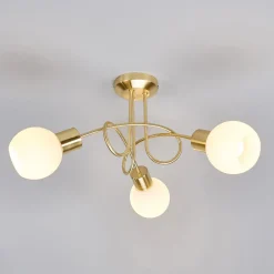 Lindby taklampe Elaina, Ø52cm, 3 lyskilder, messing, glass, E14 Best